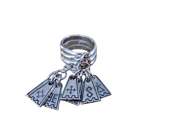 Septiņdienu gredzens sudrabā, lielie piekari. Līgavu gredzens.